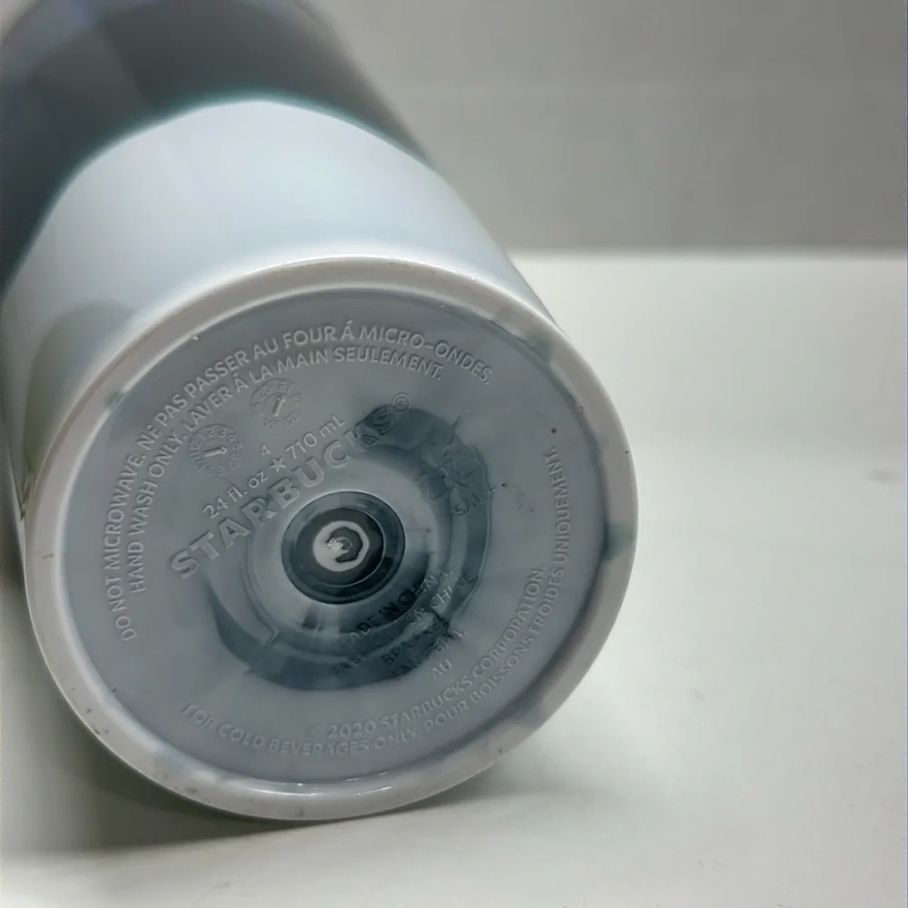 Starbucks Tumbler Cold Cup Wave Venti Iced Size Silver Dark Green White 24 oz
